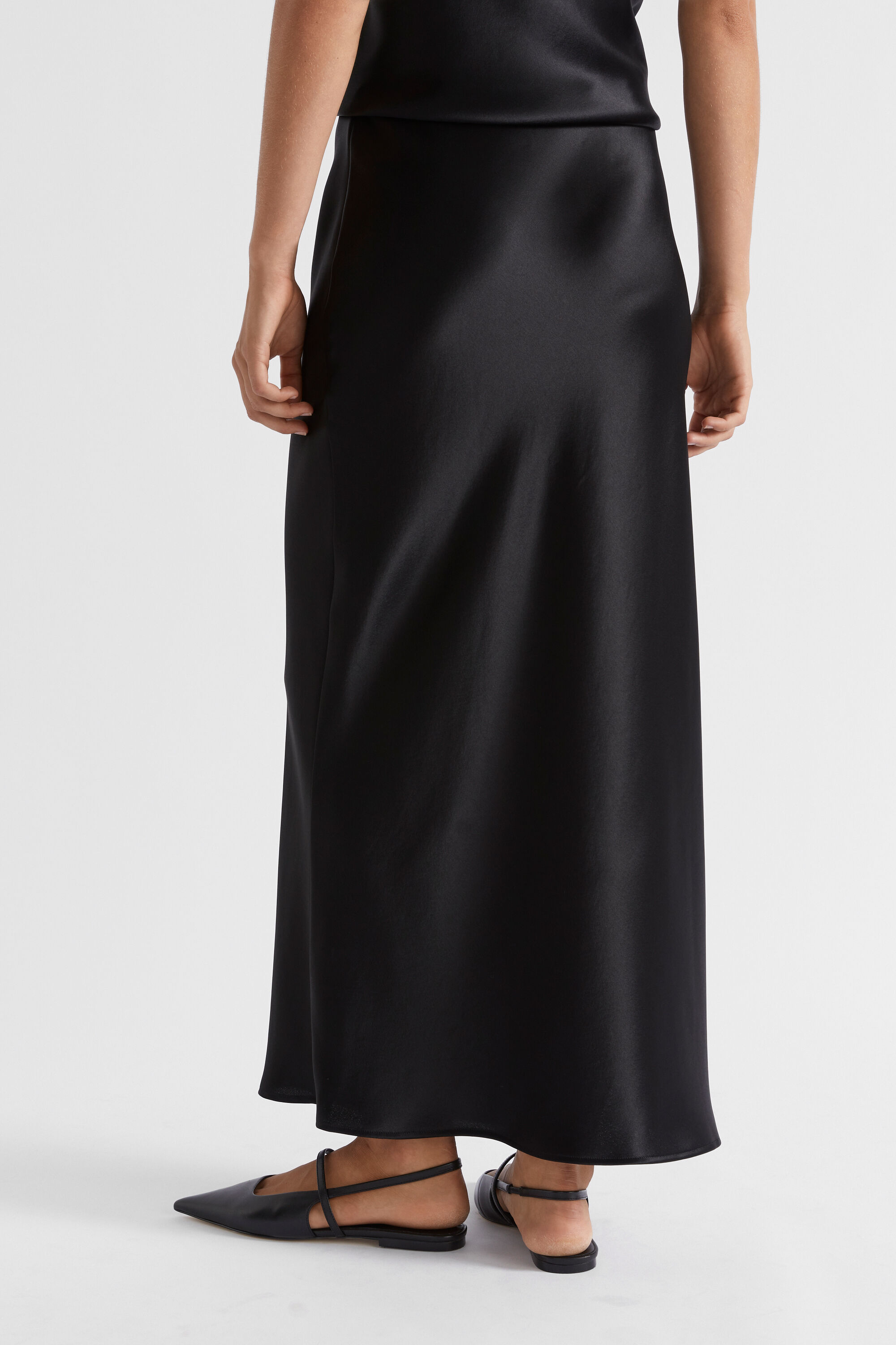 Satin slip skirt black clearance