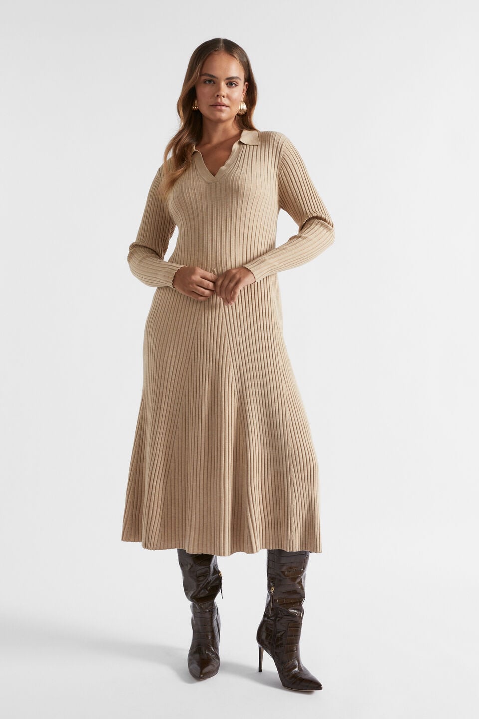 Polo Rib Knit Dress AMO0002