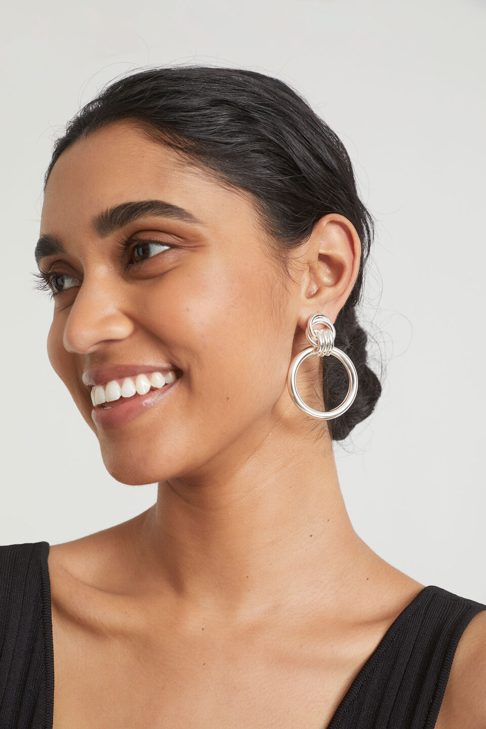 Interlock Ring Earring  Silver
