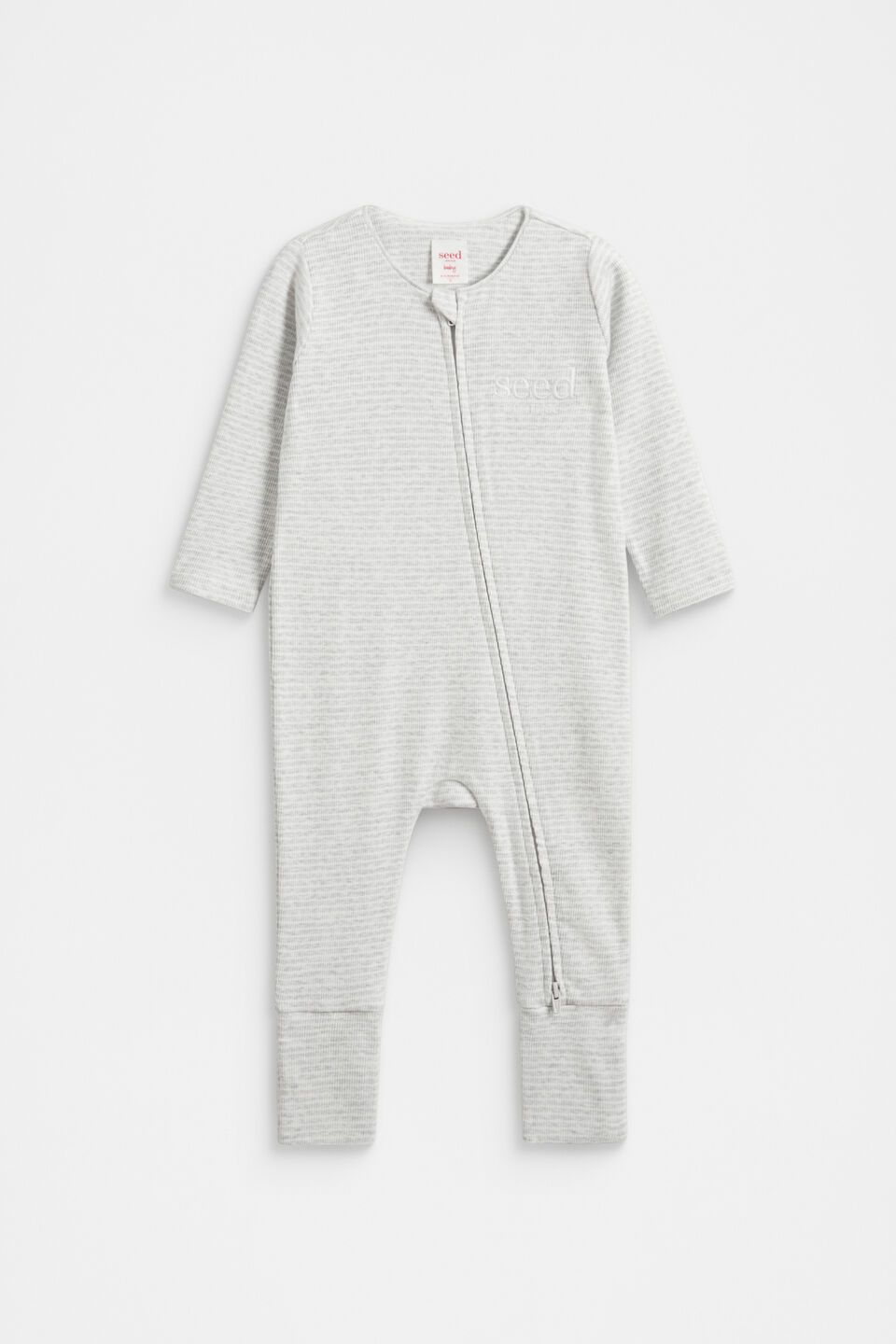 Core Logo Zipsuit  Grey Marle Stripe