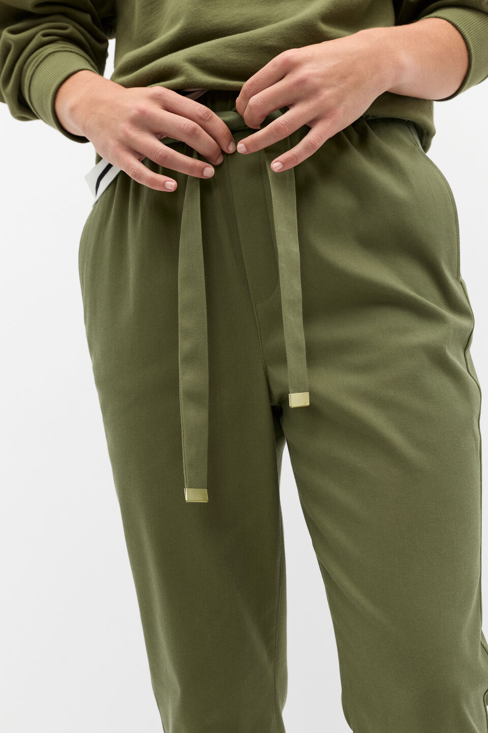 Tapered Leg Tie Pant  Rainforest