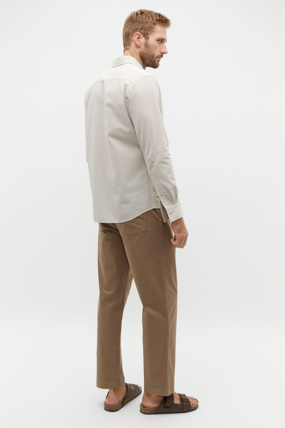 Seersucker Shirt  Biscotti Stripe