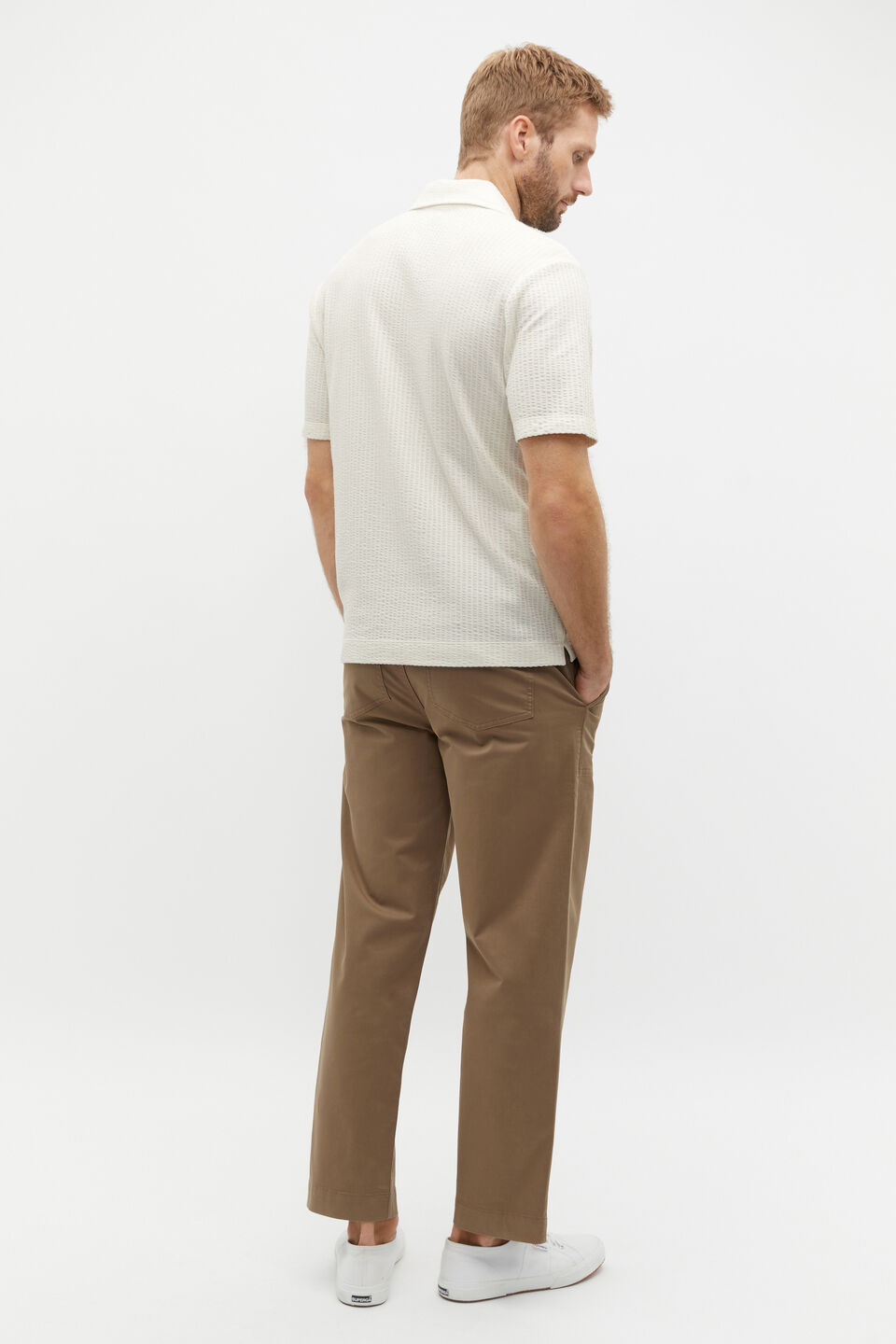 Tonal Stripe Polo  Ivory