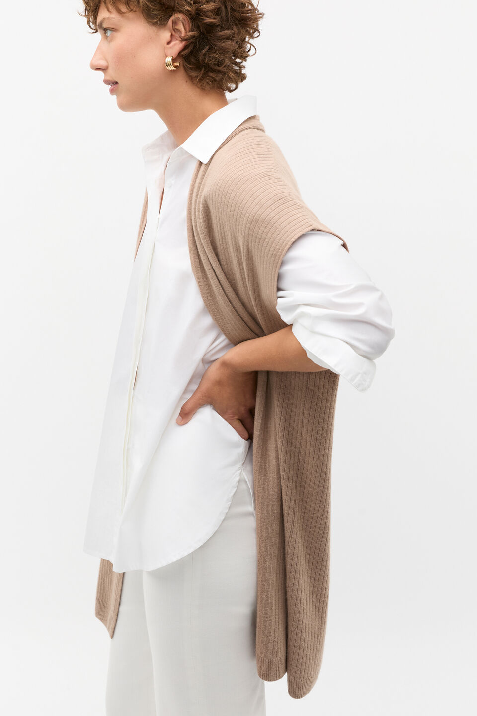 Rib Knit Poncho  Cookie