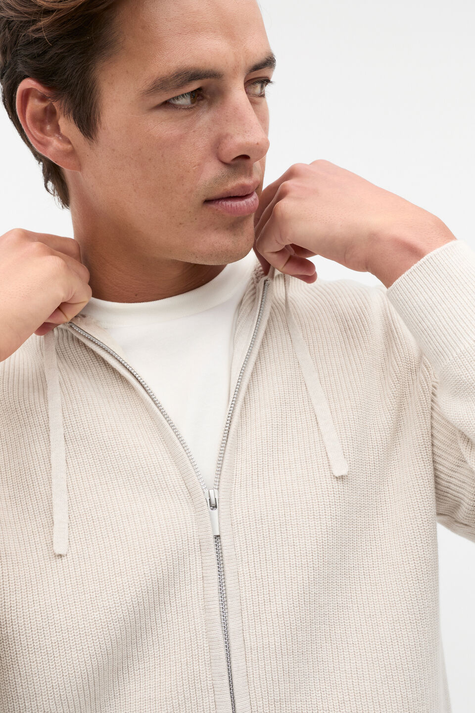 Knit Hoodie  Pebble Marle