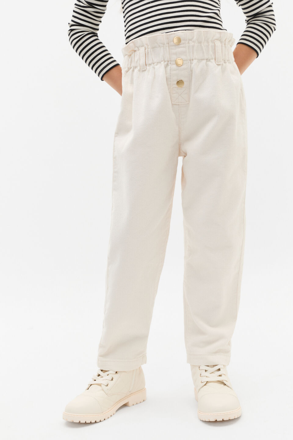 Paperbag Cord Pant  Classic Cream