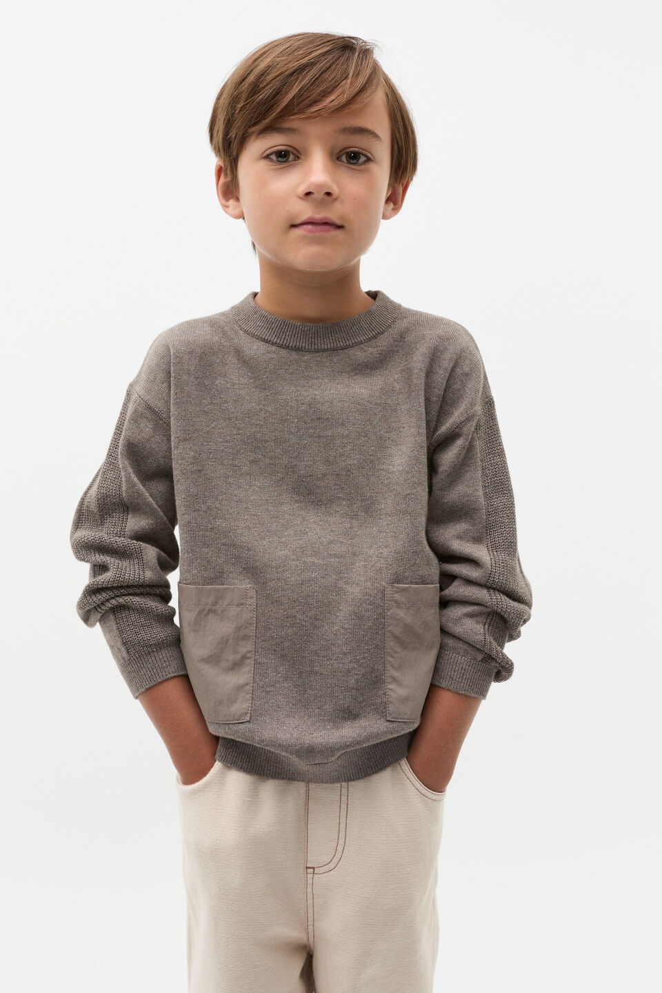 Pocket Crew Knit  Cocoa Marle