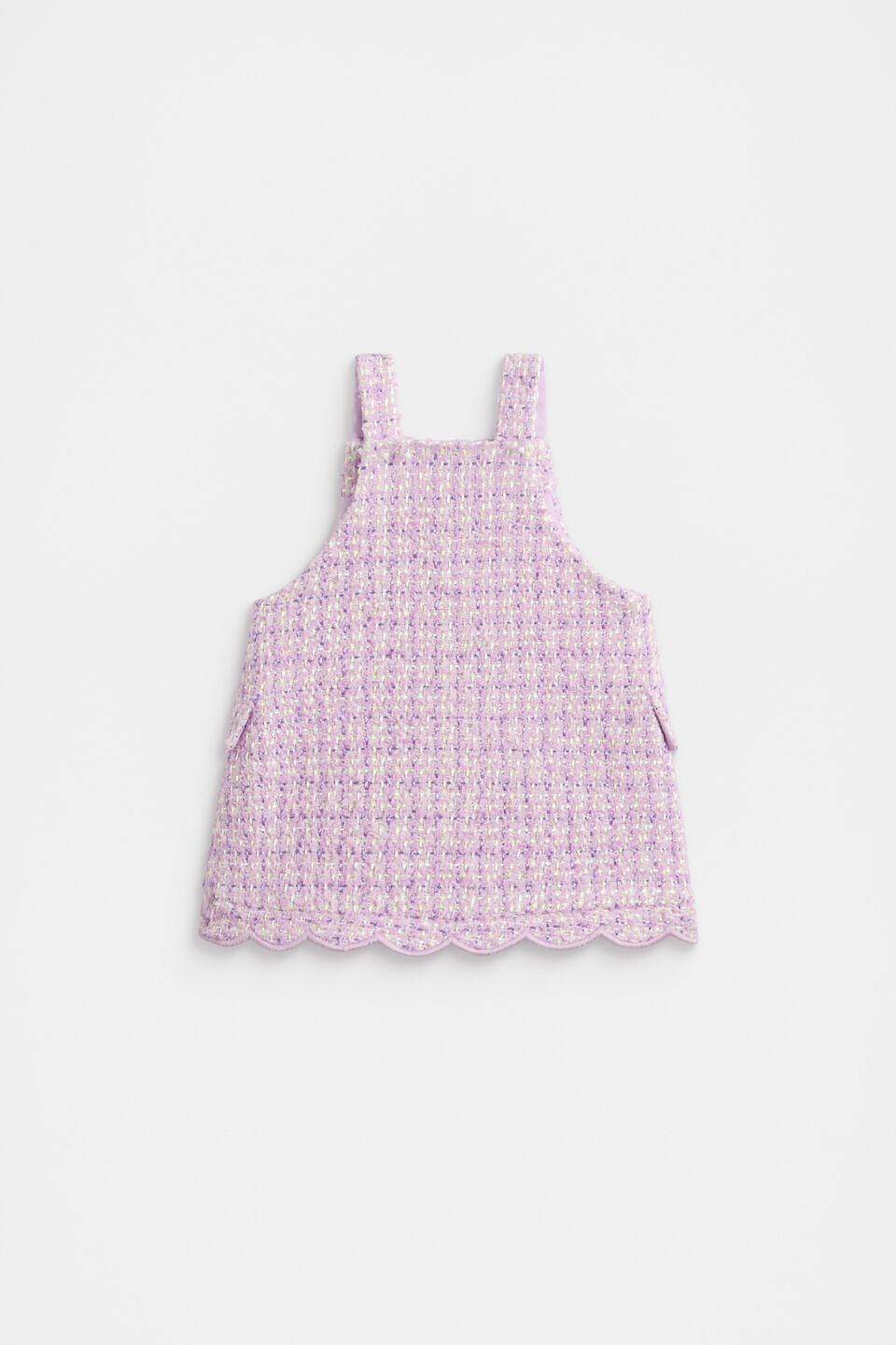 Scallop Tweed Pinafore  Soft Lilac