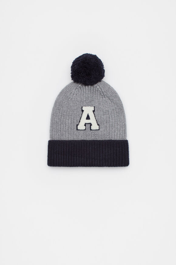 Colourblock Initial Beanie  A  hi-res