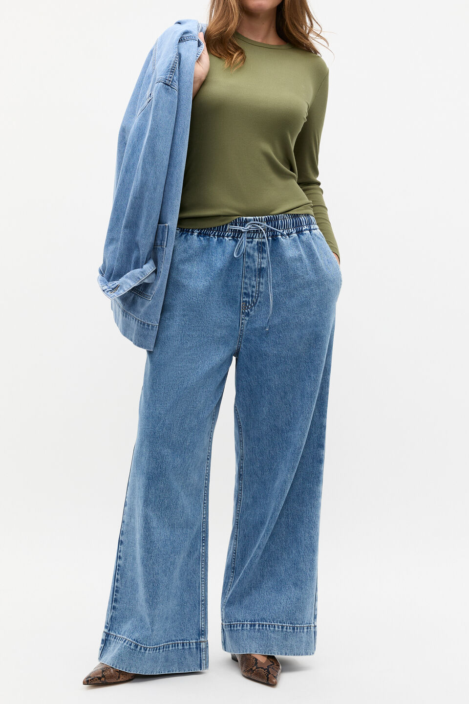 Core Rib Crew Neck Top  Rainforest