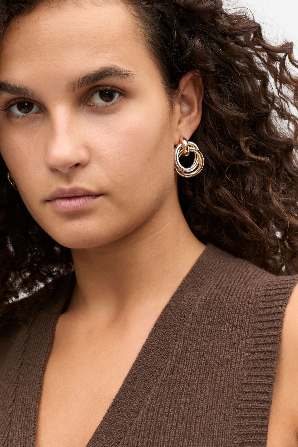 Round Links Earring  Silver Gold