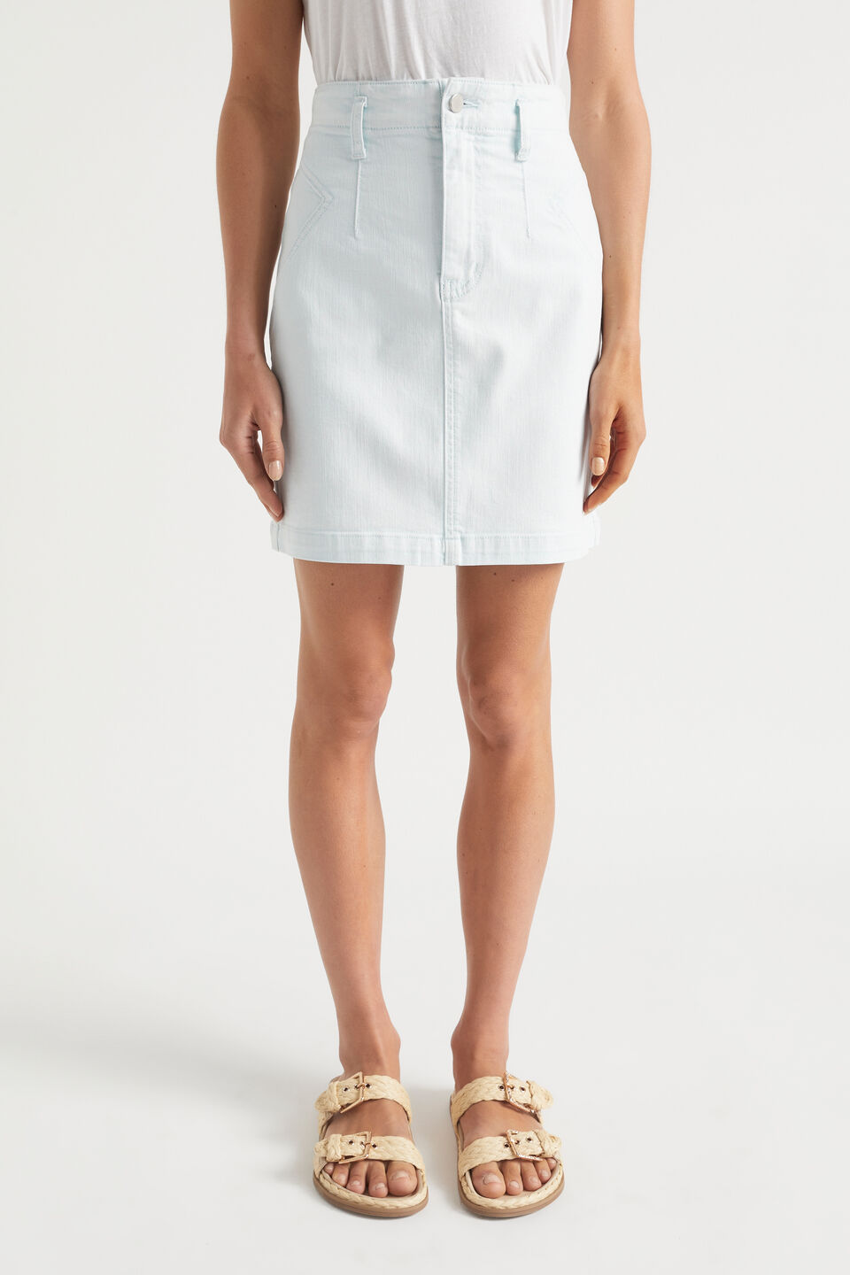 Denim Fitted Skirt  Arctic Wash