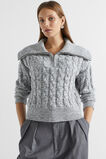 Cotton Blend Twist Cable Knit  Wolf Marle  hi-res