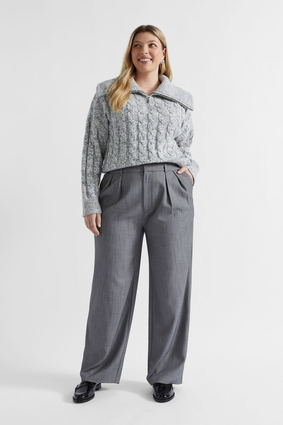 Cotton Blend Twist Cable Knit  Wolf Marle
