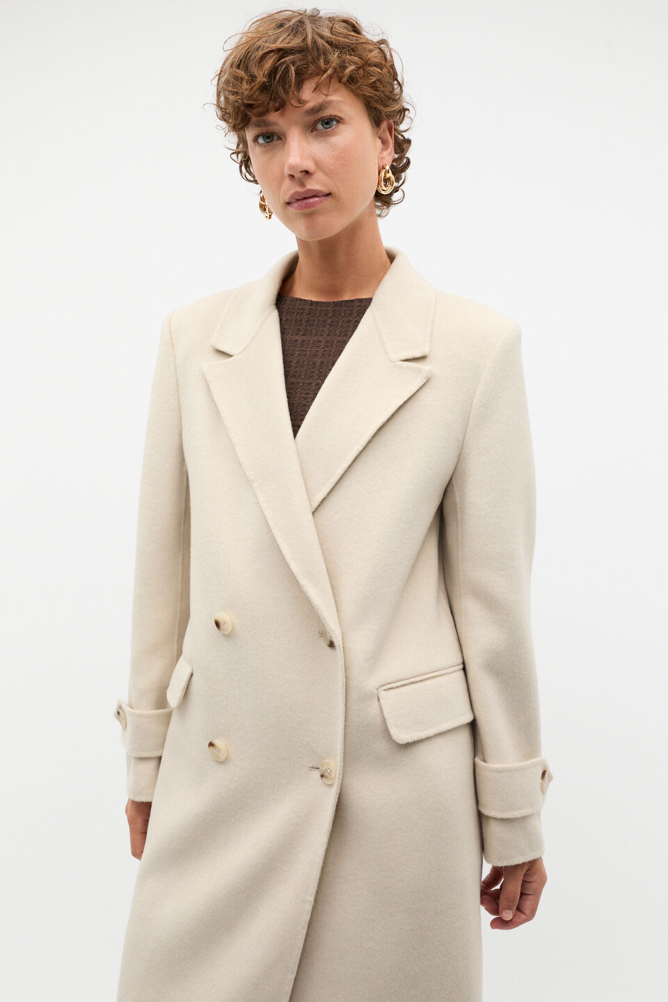 Wool Trench Maxi Coat  Oat Marle