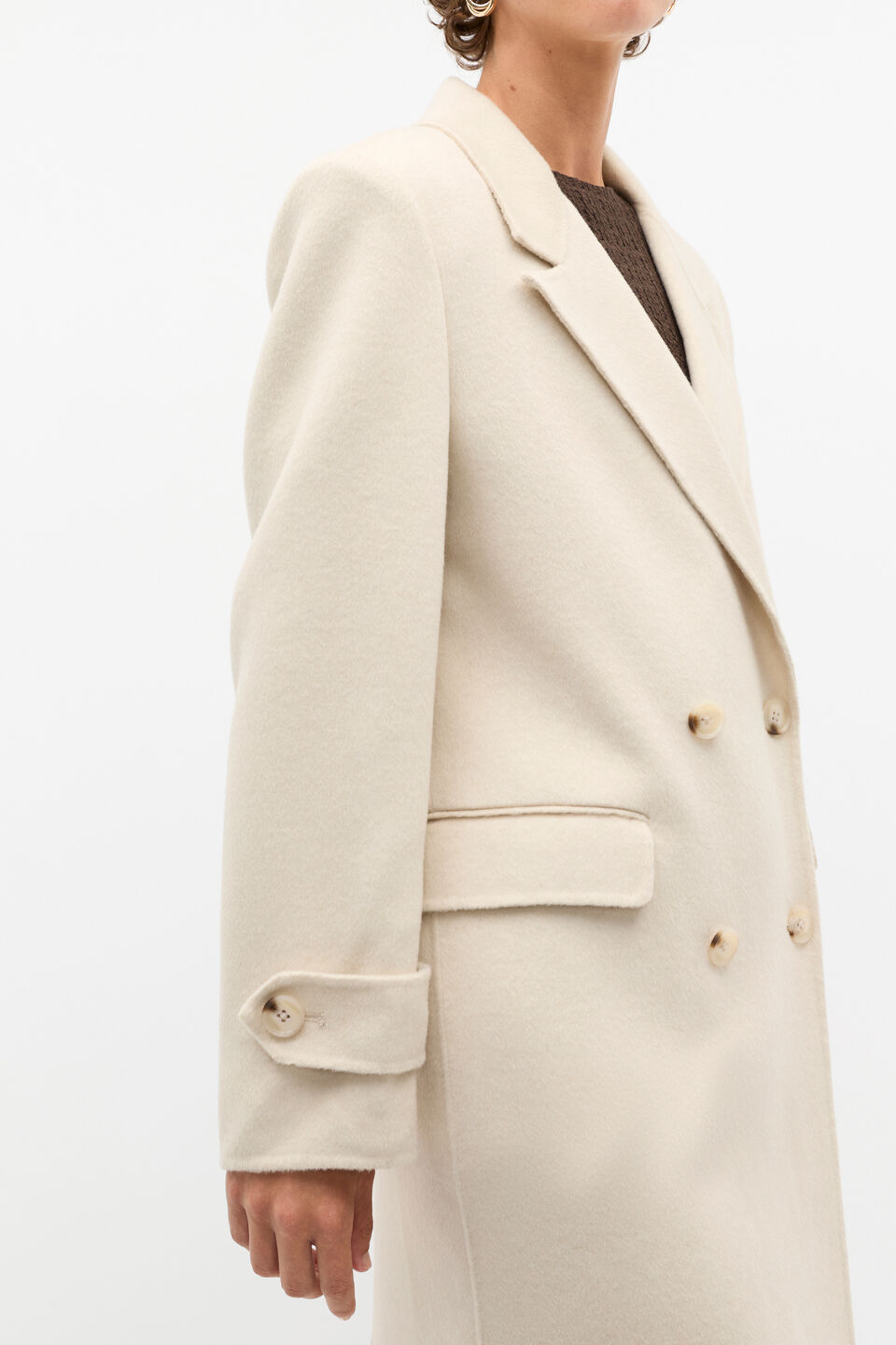 Wool Trench Maxi Coat  Oat Marle