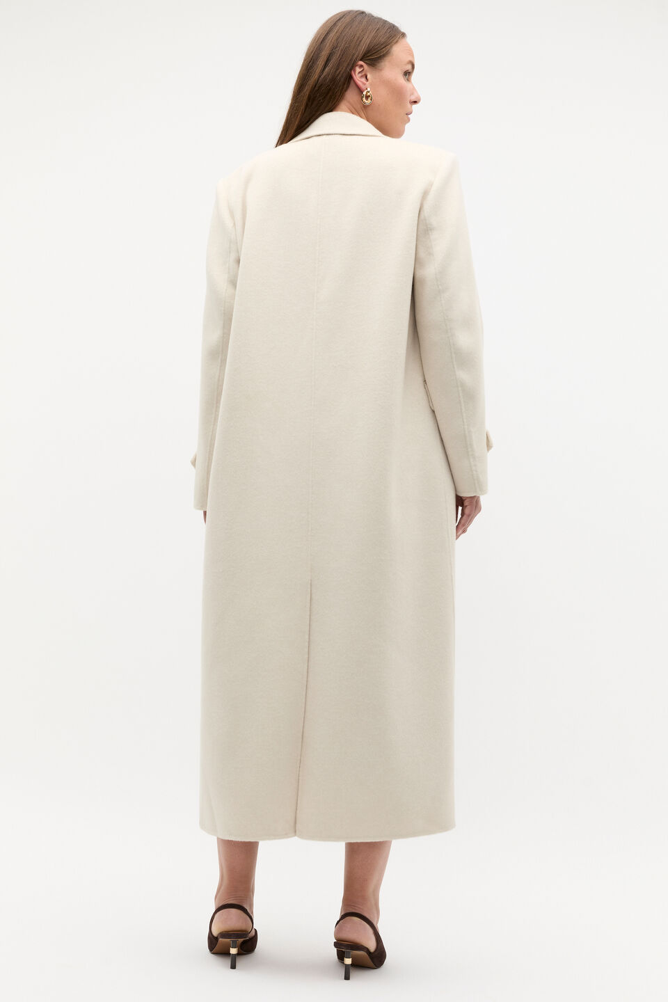 Wool Trench Maxi Coat  Oat Marle
