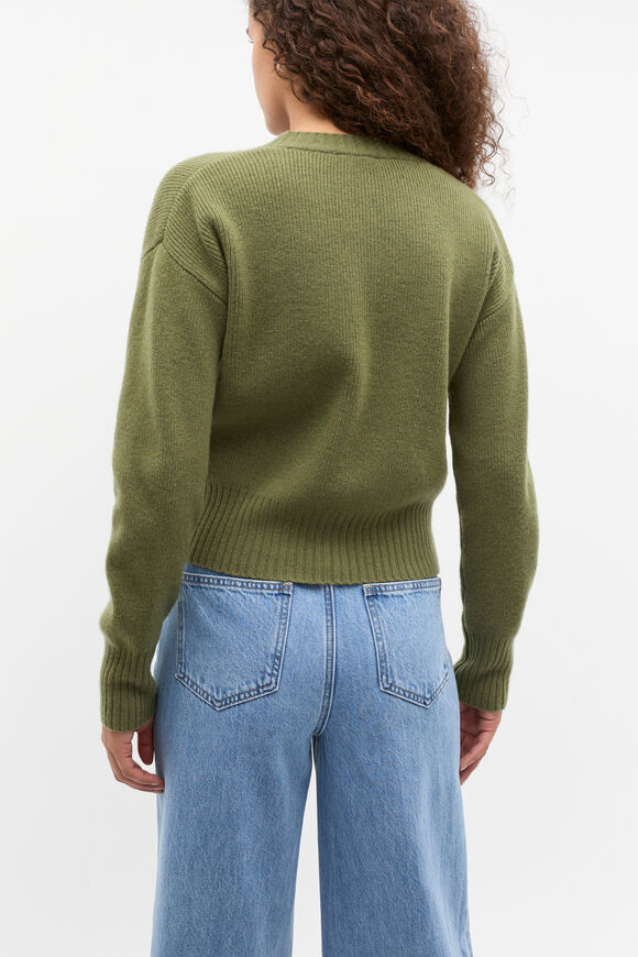 Merino Button Up Knit Cardigan  Rainforest  hi-res