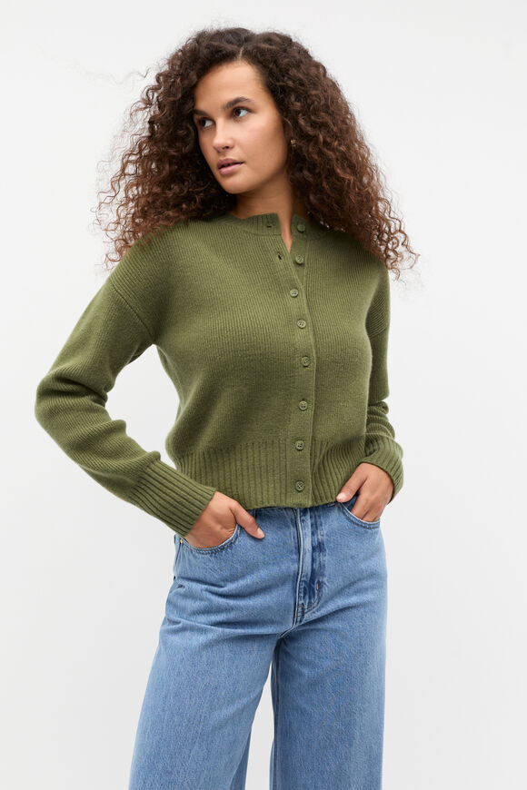 Merino Button Up Knit Cardigan  Rainforest  hi-res