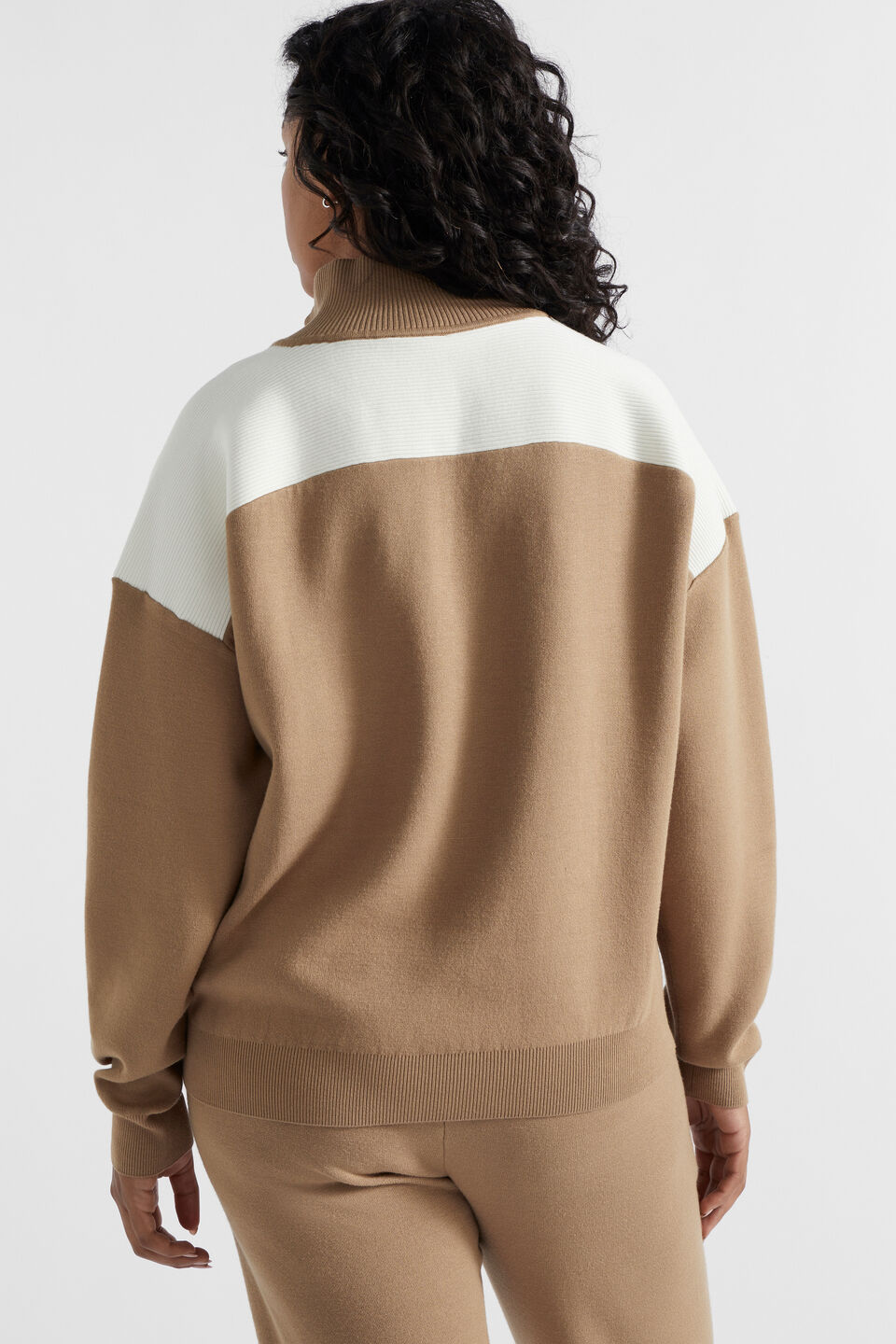 Double Knit Contrast Sweater  Deep Chai