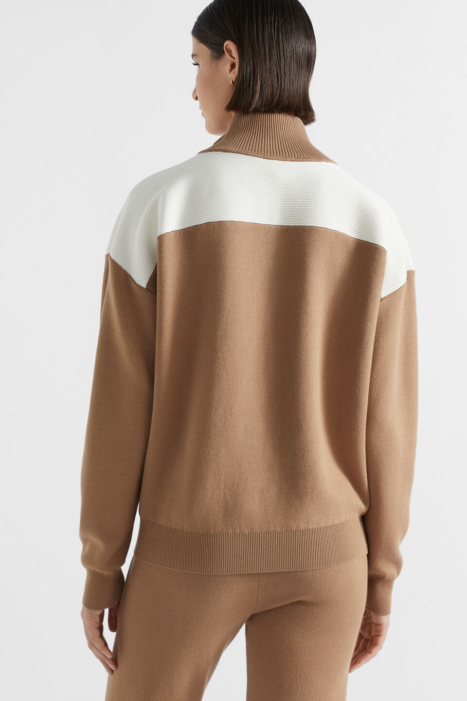 Double Knit Contrast Sweater  Deep Chai