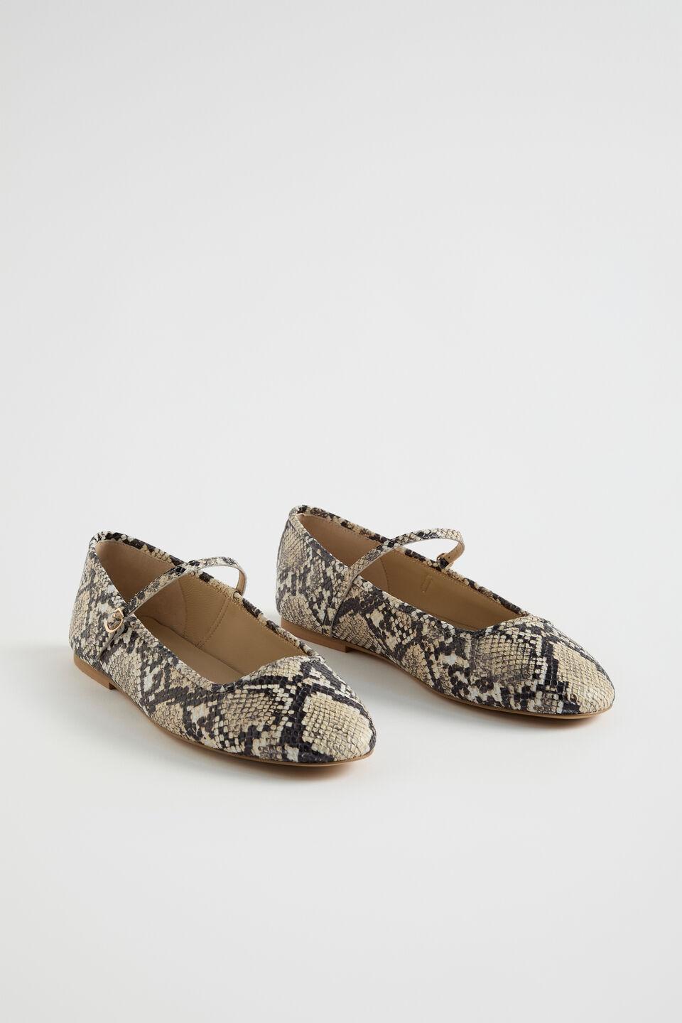 Kai Python Print Ballet Flat  Natural