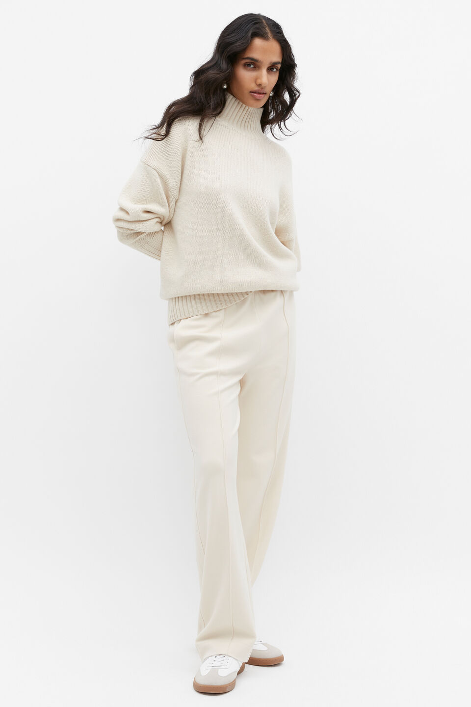 Mock Neck Oversized Knit  Vanilla Cream Marle