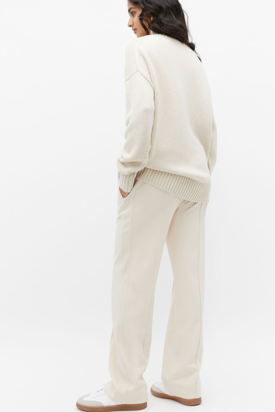 Mock Neck Oversized Knit  Vanilla Cream Marle