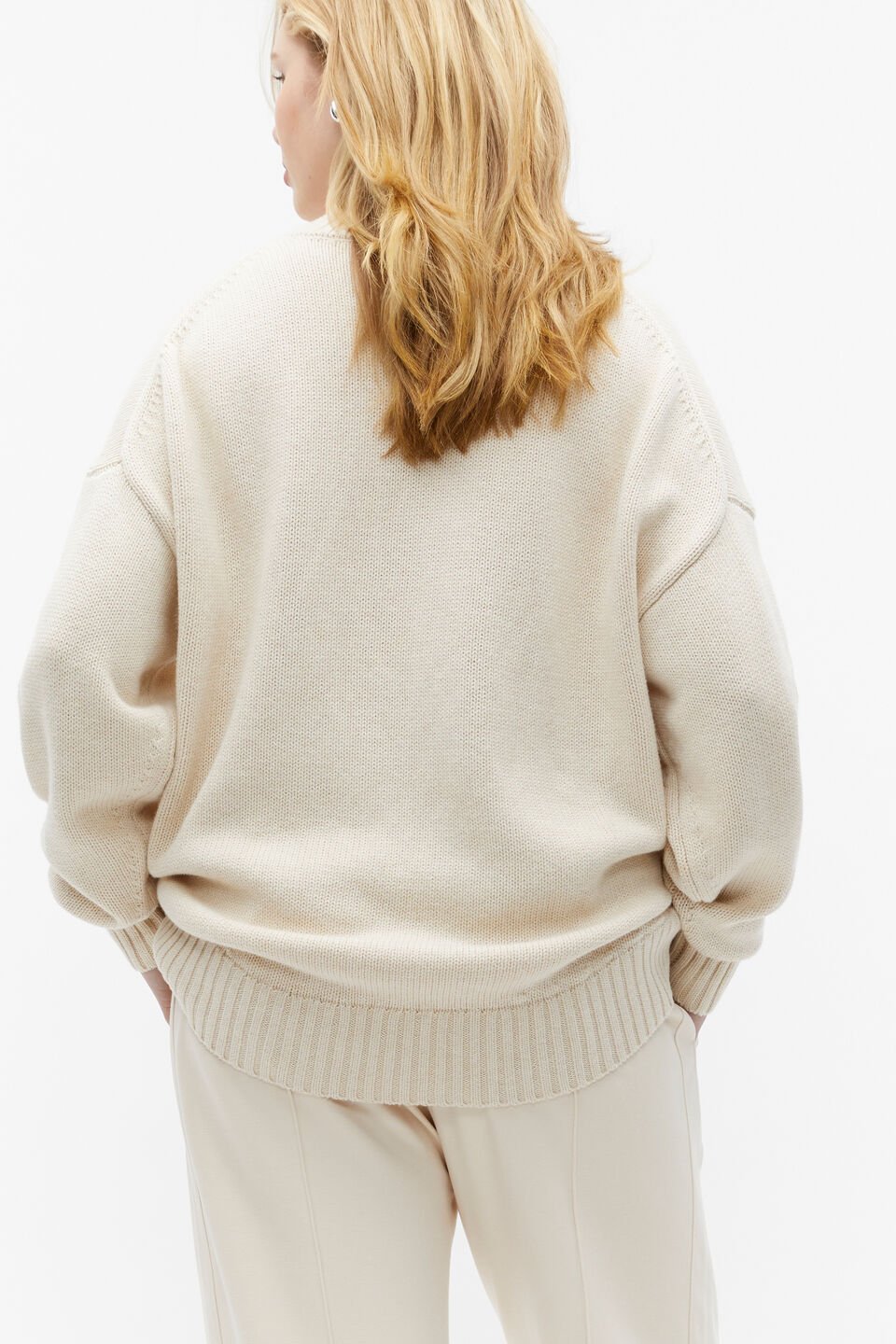 Mock Neck Oversized Knit  Vanilla Cream Marle
