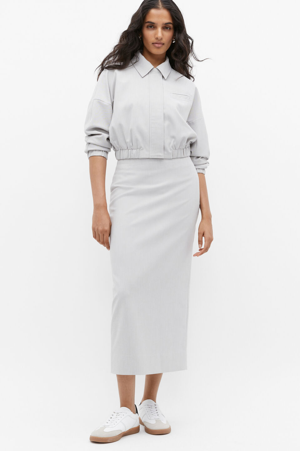 Pencil Midi Skirt  Silver Crossdye
