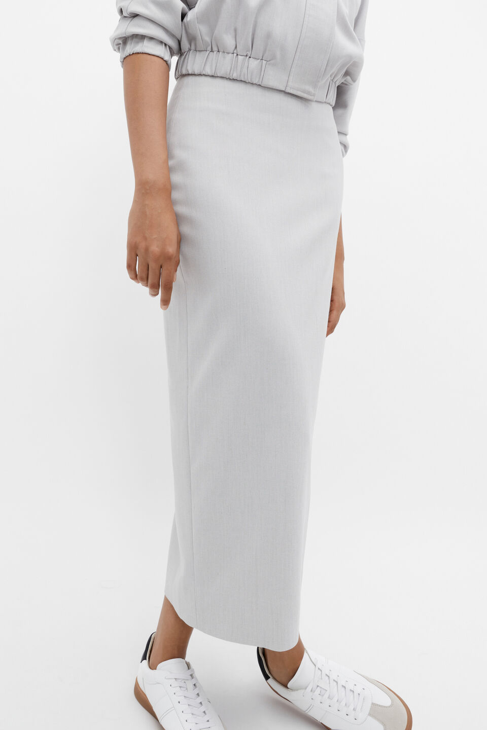 Pencil Midi Skirt  Silver Crossdye