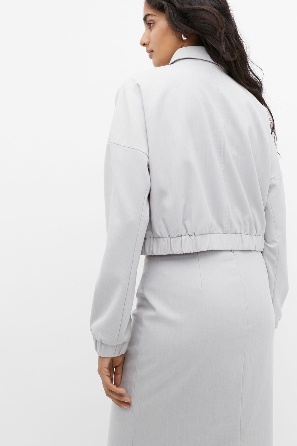 Cropped Bomber Jacket  Silver Crossdye
