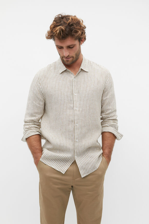 Linen Shirt  Sepia Stripe  hi-res