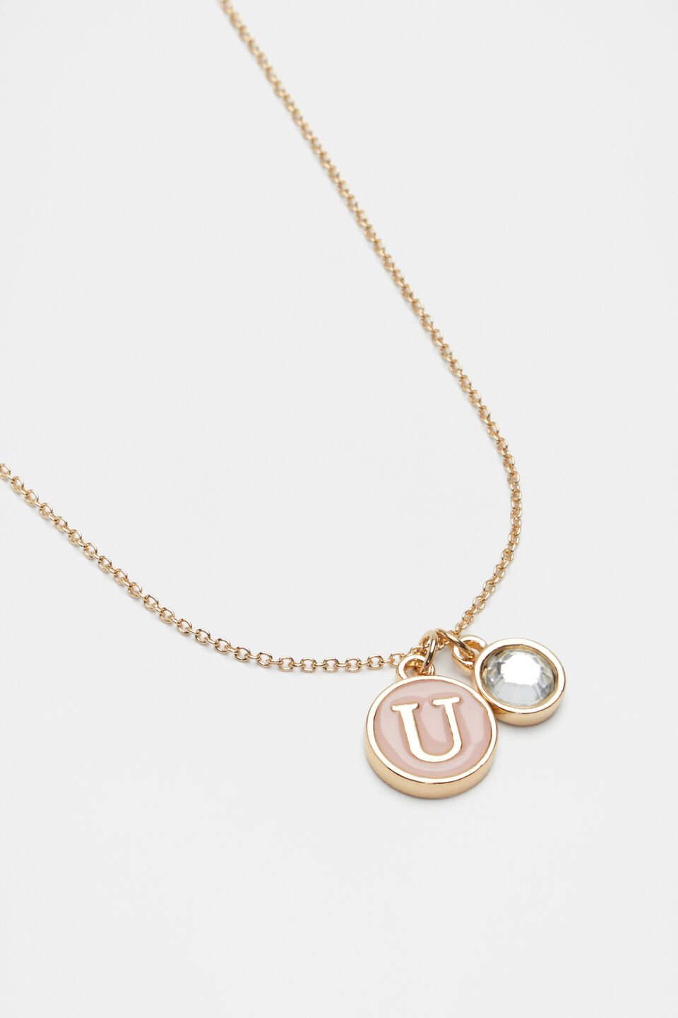 Initial Enamel Necklace  U