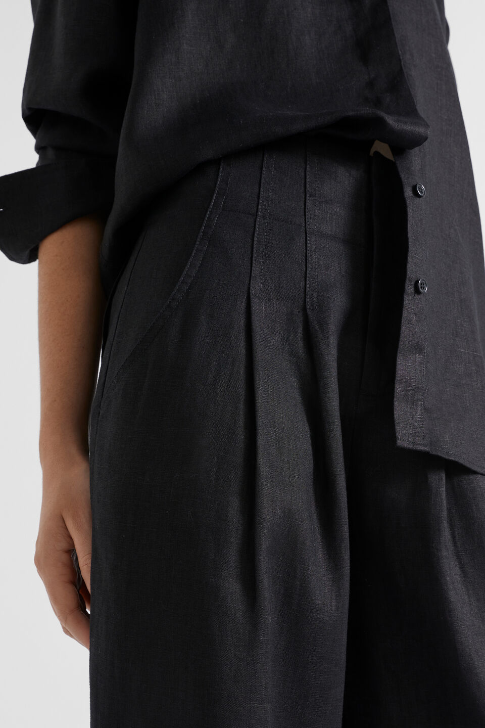 Core Linen Palazzo Pant  Black