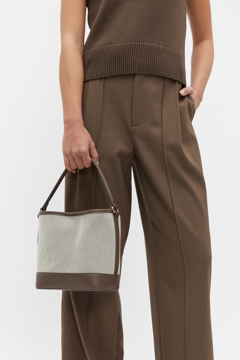 Seed Crossbody Bucket Bag  Affogato