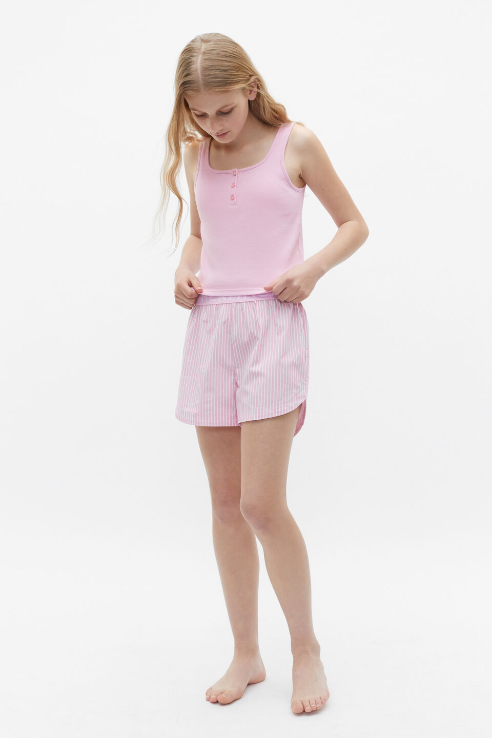 Henley Rib Pyjama  Cotton Candy