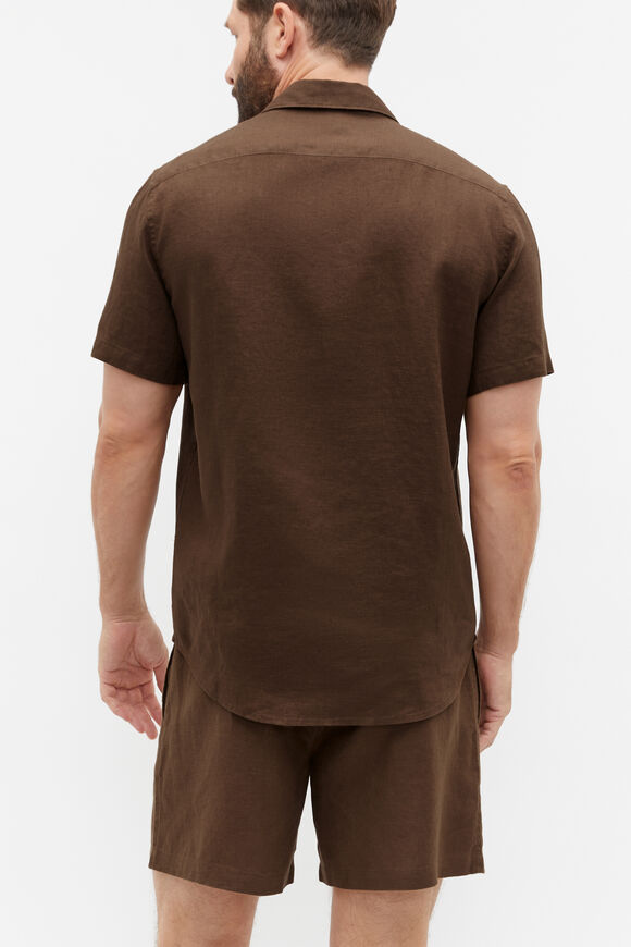 Short Sleeve Linen Shirt  Dark Praline  hi-res