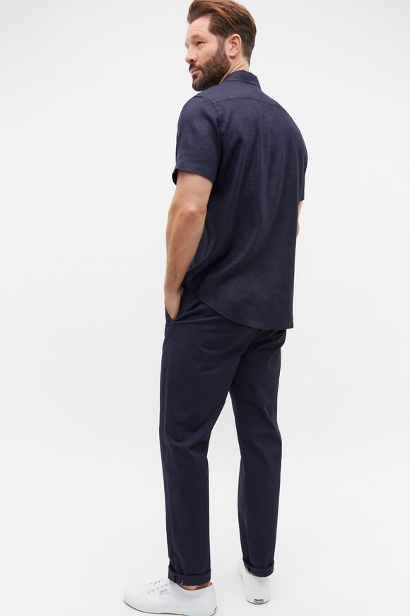 Short Sleeve Linen Shirt  Midnight Blue  hi-res