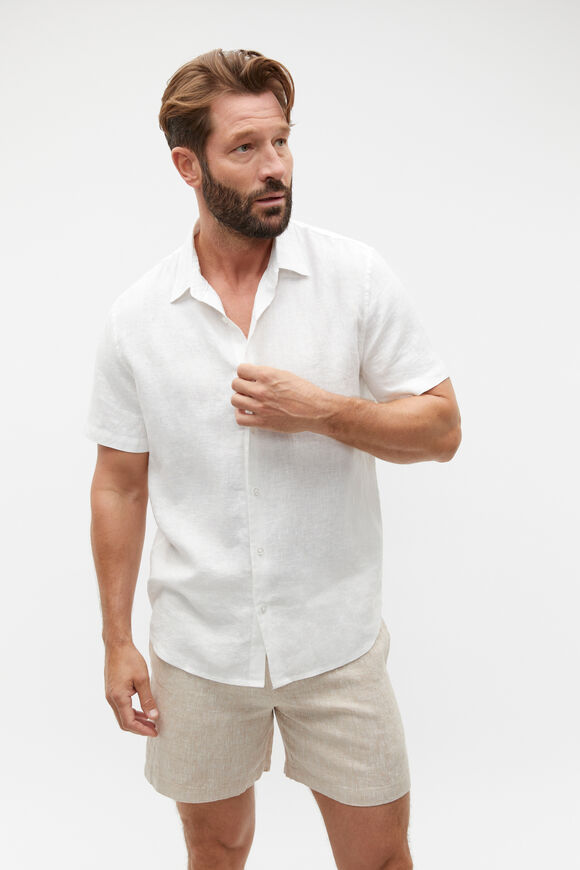 Short Sleeve Linen Shirt  Vintage White  hi-res