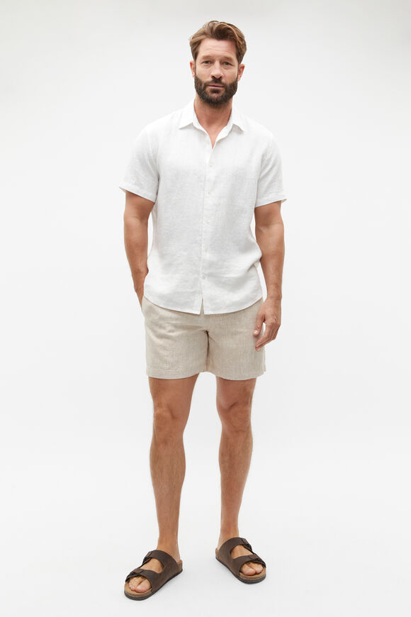 Short Sleeve Linen Shirt  Vintage White  hi-res