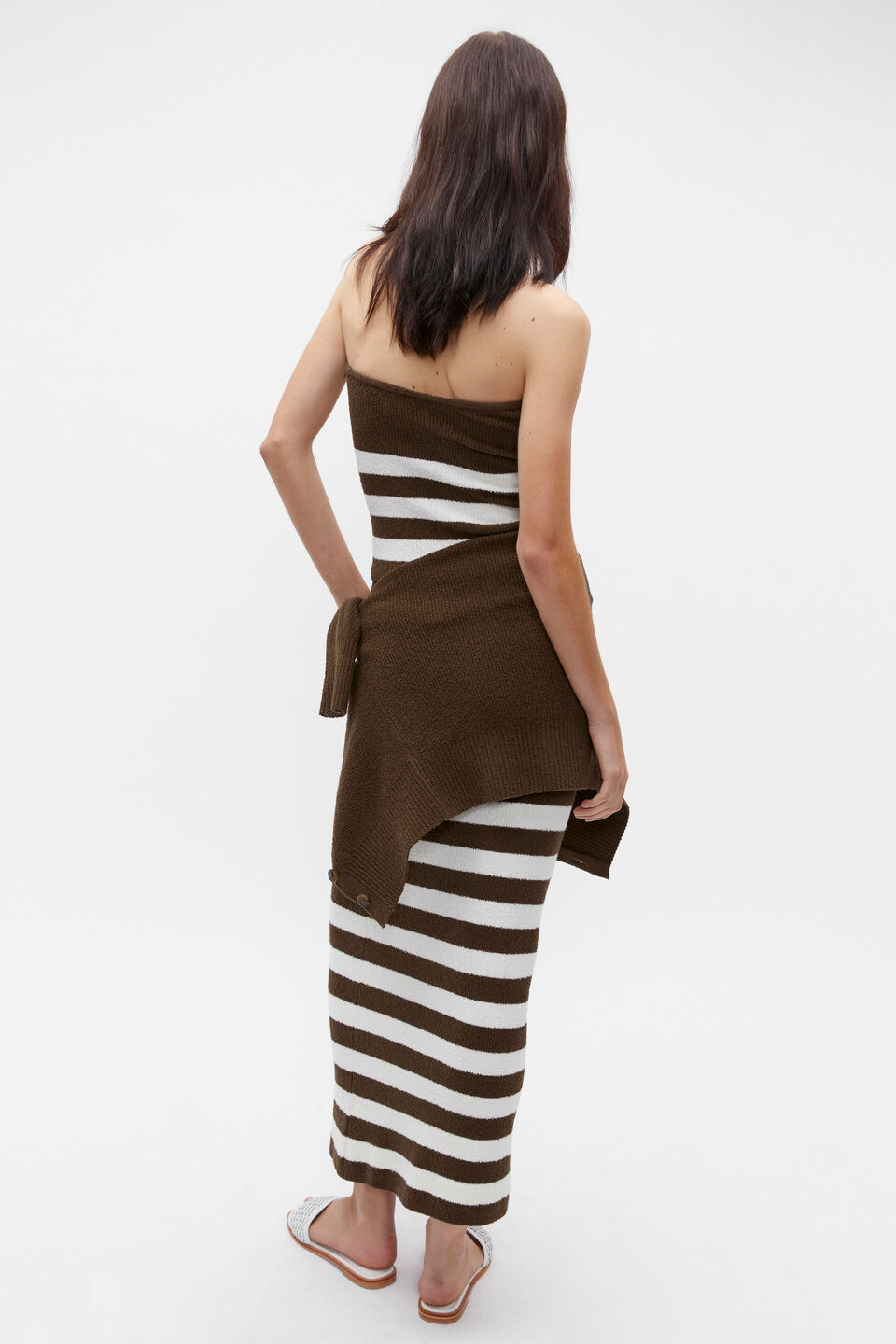 Boucle Stripe Knit Bustier  Dark Praline Stripe