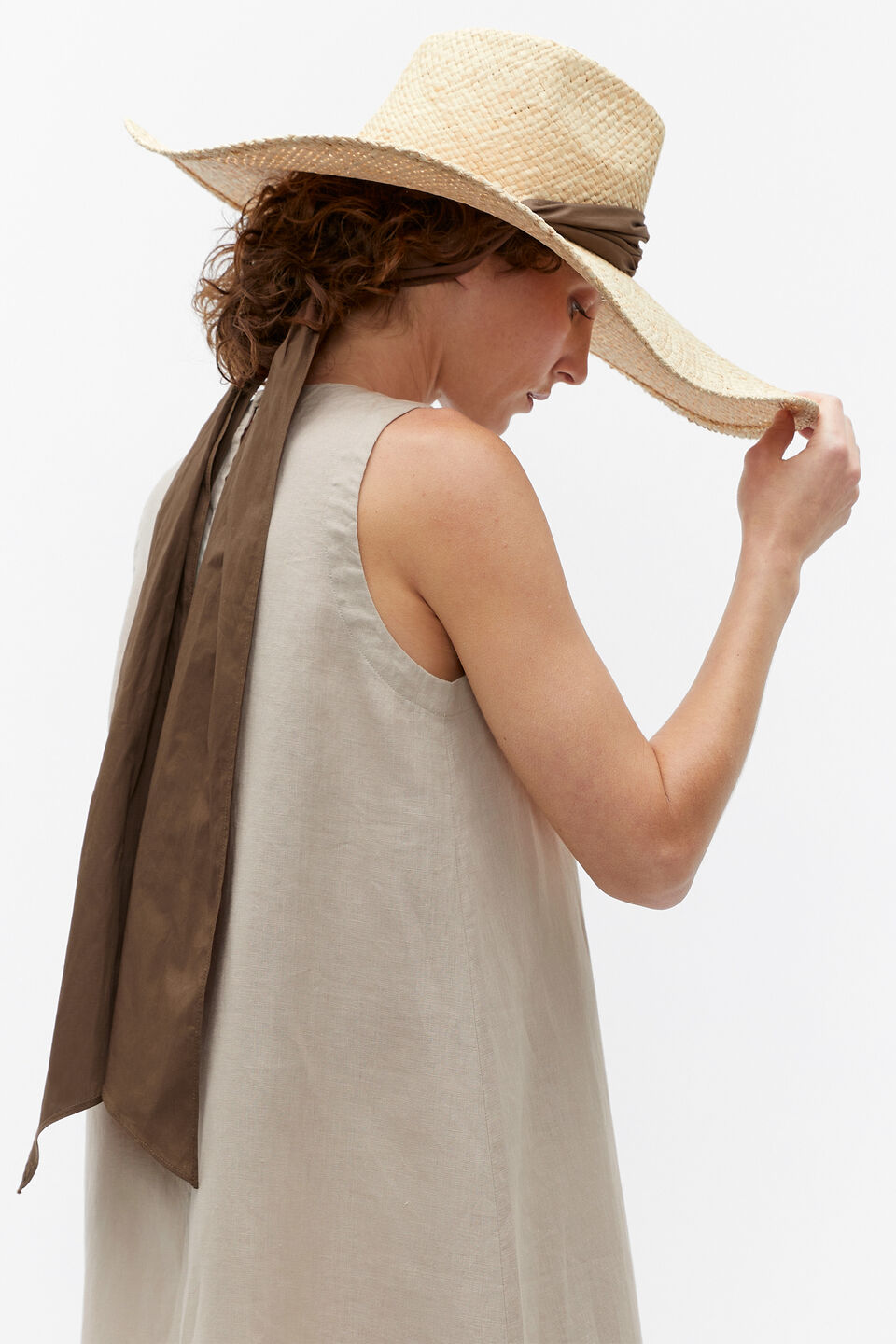 Wide Brim Scarf Hat  Natural