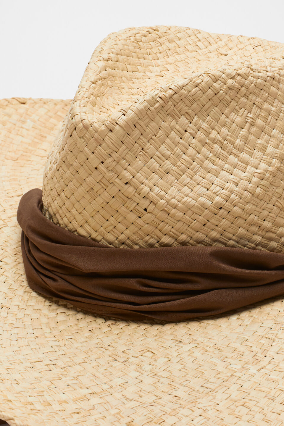 Wide Brim Scarf Hat  Natural