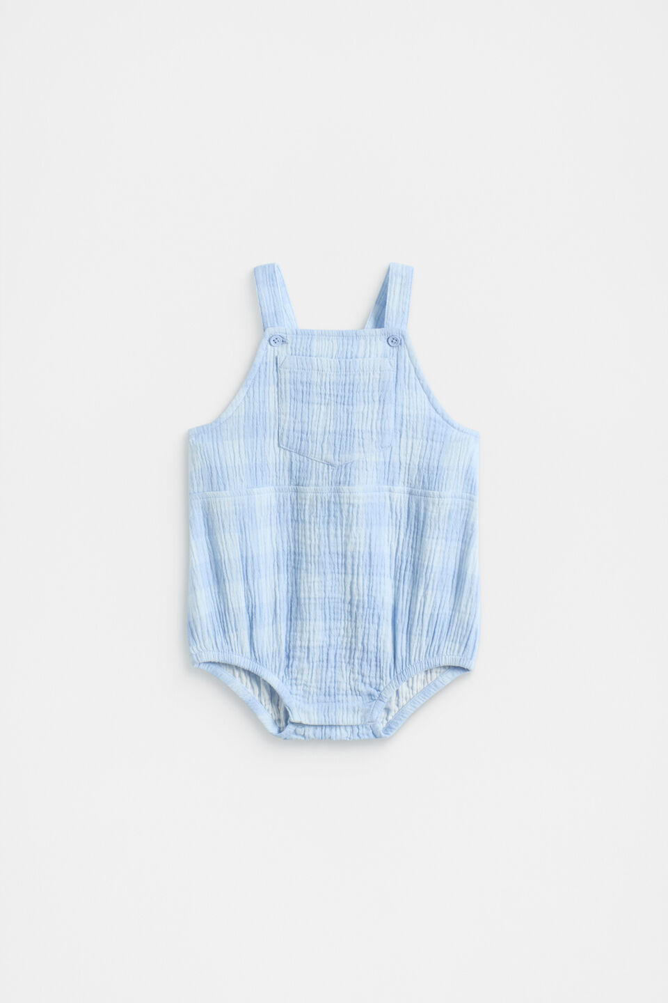 Gingham Romper  Baby Blue