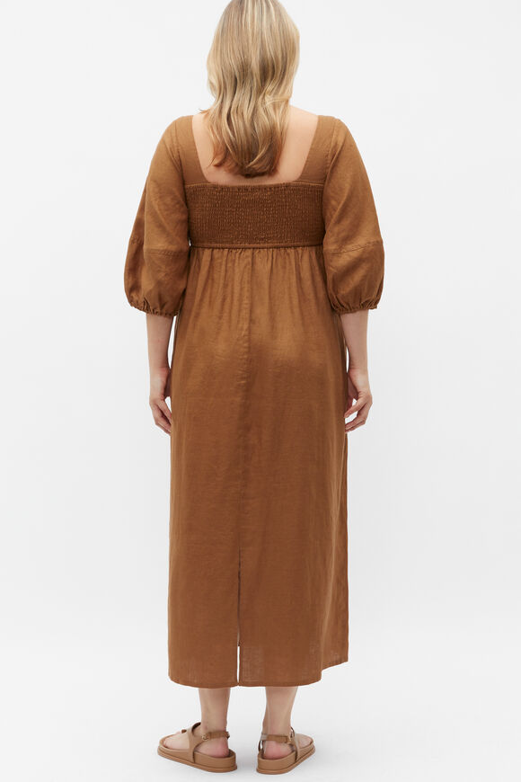 Linen Puff Sleeve Sun Dress  Cinnamon Spice  hi-res