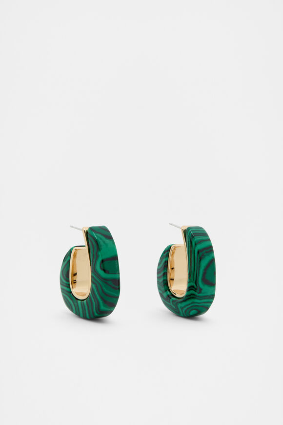 Stone 2 Tone Hoop  Green  hi-res