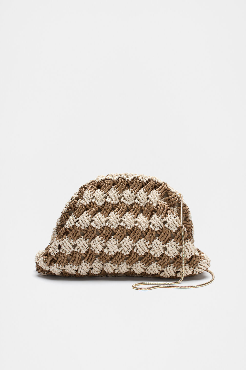 Straw Woven Clutch  Cinnamon Spice Stripe