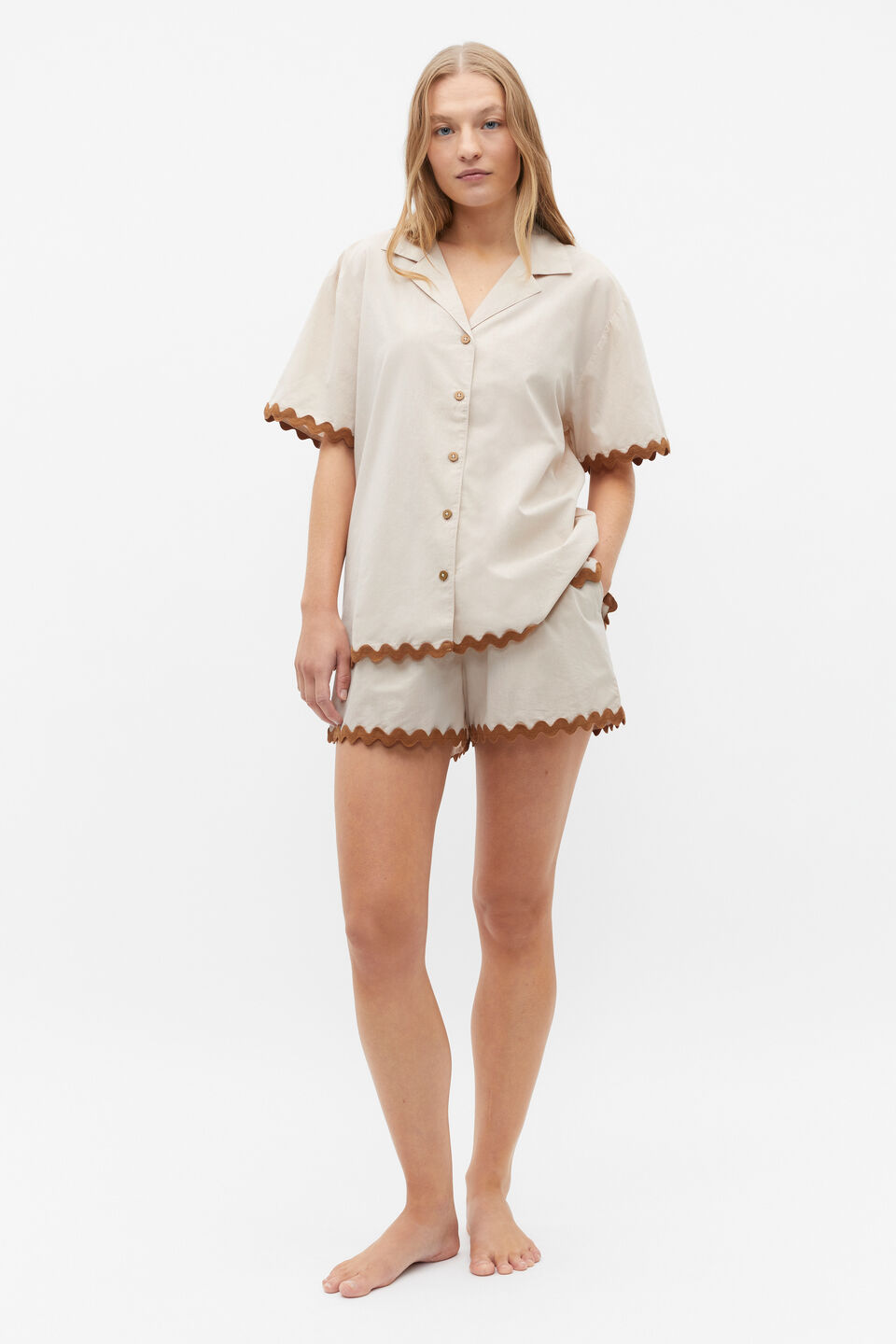 Wavy Shirt and Short PJ Set  Frappe