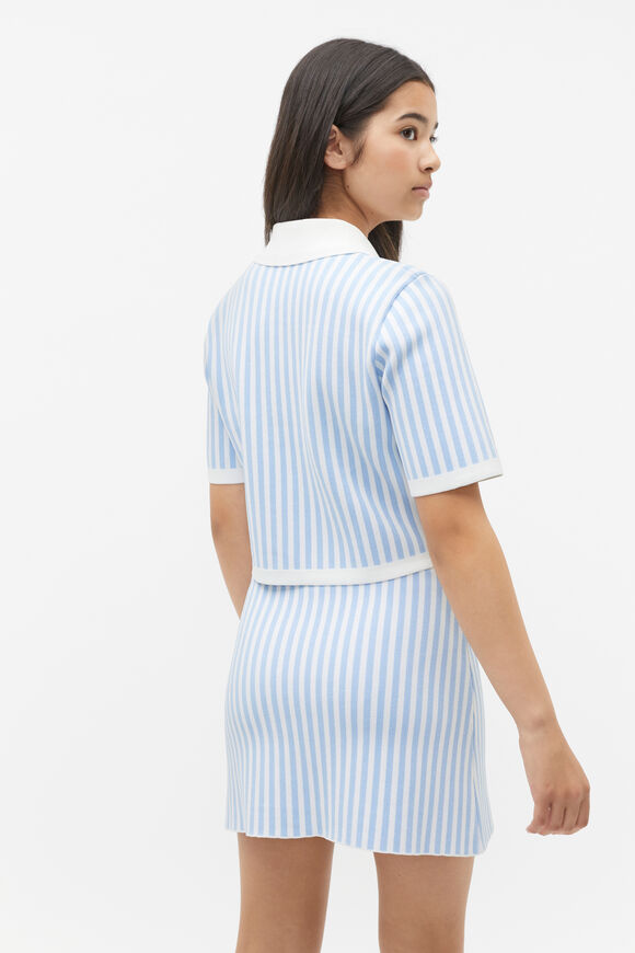Stripe Knit Top  Sky Blue  hi-res